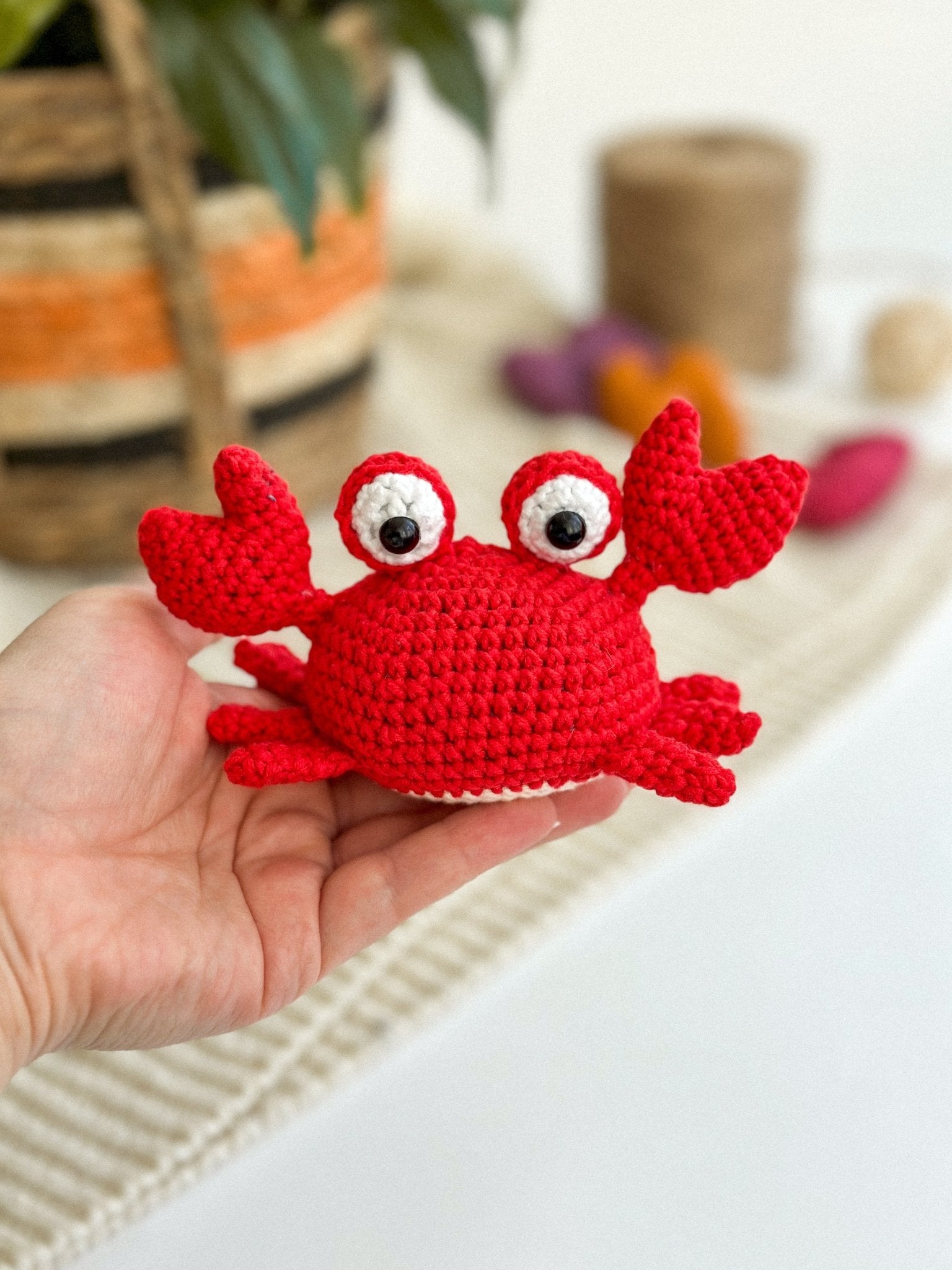 Crochet Crab Toy – Handmade Amigurumi Sea Animal Gift for Kids & Decor - WoollyFox